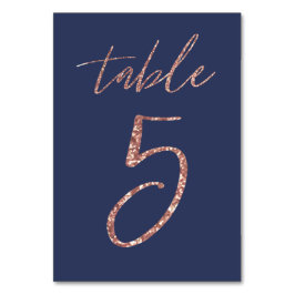 Tarjeta De Mesa No, 5 - Purpurina Glam Rosa Boda de oro y azul