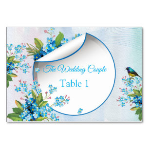 Tarjeta De Mesa No me olvides azul, flores