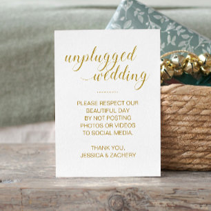 Tarjeta De Mesa No publicar en Social Media Gold Boda