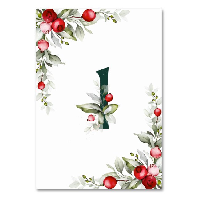 Tarjeta De Mesa Noel Tabla botánica 1 Boda Número de tabla (Reverso)