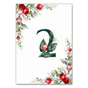 Tarjeta De Mesa Noel Tabla botánica 2 Boda Número de tabla