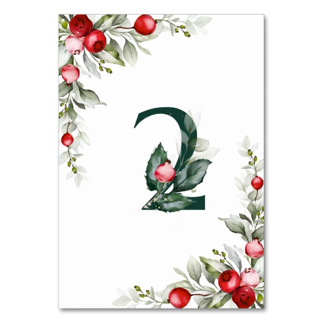 Tarjeta De Mesa Noel Tabla botánica 2 Boda Número de tabla (Reverso)
