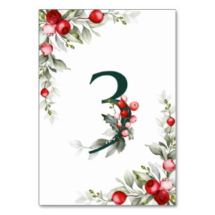 Tarjeta De Mesa Noel Tabla botánica 3 Boda Número de tabla