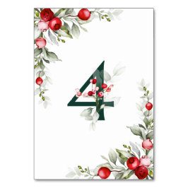 Tarjeta De Mesa Noel Tabla botánica 4 Boda Número de tabla