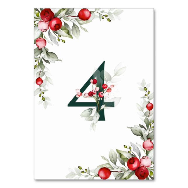 Tarjeta De Mesa Noel Tabla botánica 4 Boda Número de tabla (Reverso)