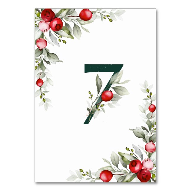Tarjeta De Mesa Noel Tabla botánica 7 Boda Número de tabla (Reverso)