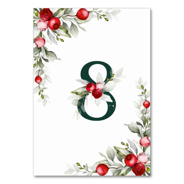 Tarjeta De Mesa Noel Tabla botánica 8 Boda Número de tabla (Reverso)