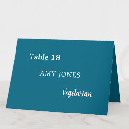 Tarjeta De Mesa Nombre de invitado Comida Elección Turquoise Blue 
