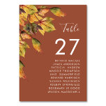Tarjeta De Mesa Nombre de invitado del Boda de follaje ruso marrón<br><div class="desc">Número de la tabla de bodas de otoño con nombres de invitados de la familia Rustic Brown Otumn Fall. Todos los textos están preorganizados para que puedas personalizarlos fácil y rápidamente con tus propios detalles.</div>