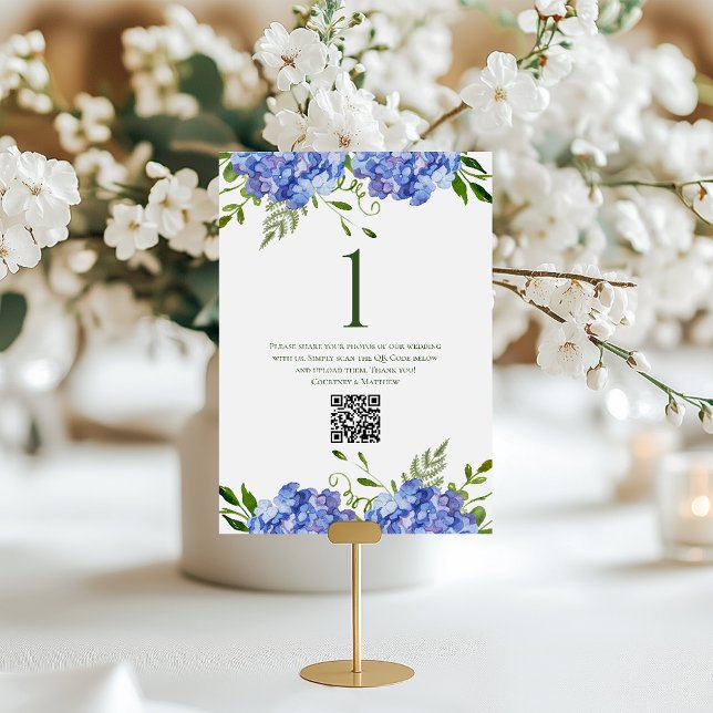 Tarjeta De Mesa Nombre de tabla de Boda de Hidrangeas Azules (Subido por el creador)