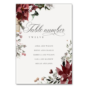 Tarjeta De Mesa Nombre del Boda de Foliage Dusky Warm Winter