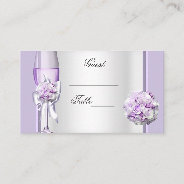 Tarjeta De Mesa Nombre del boda Lugar Lavender Purple Lilac 3 (Anverso)
