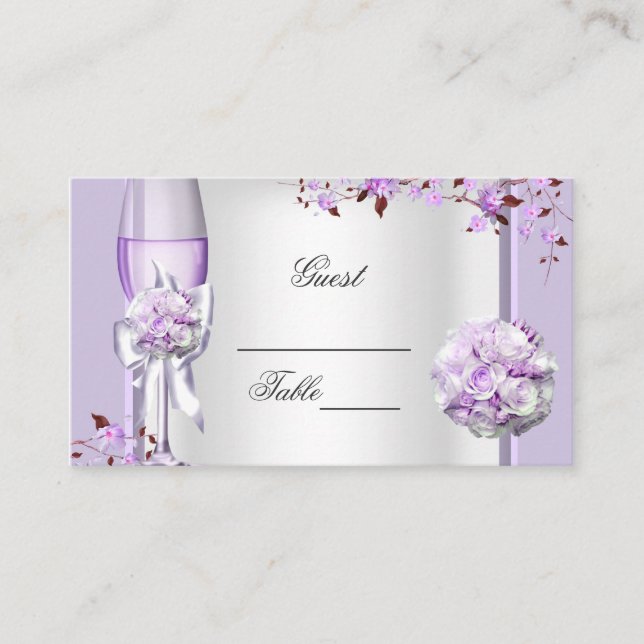 Tarjeta De Mesa Nombre del boda Lugar Lavender Purple Lilac 4 (Anverso)