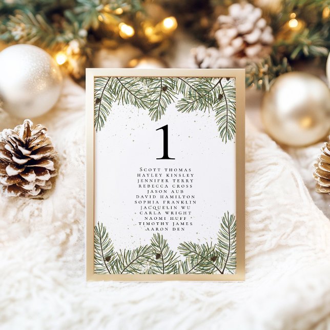 Tarjeta De Mesa Nombres de Bodas de familias de Navidades de pino  (Subido por el creador)
