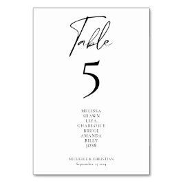 Tarjeta De Mesa Nombres de Bodas de guiones de caligrafía moderna