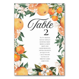 Tarjeta De Mesa Nombres de Bodas de Naranjas románticos