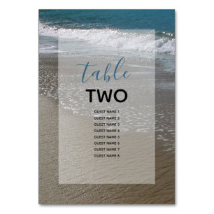 Tarjeta De Mesa Nombres de huéspedes de playa y de Boda de arena c