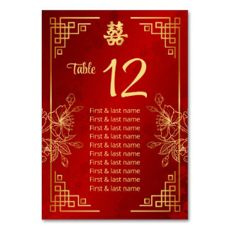 Tarjeta De Mesa Nombres de invitados a la boda china Número de mes