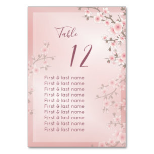 Tarjeta De Mesa Nombres de invitados a la boda de rosa polvorienta