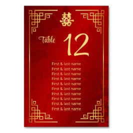 Tarjeta De Mesa Nombres de invitados a una boda china