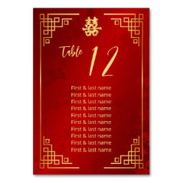 Tarjeta De Mesa Nombres de invitados Bodas chinos