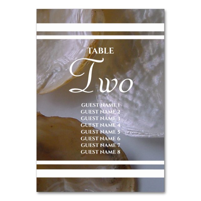 Tarjeta De Mesa Nombres de invitados Bodas de Beach Clams (Anverso)