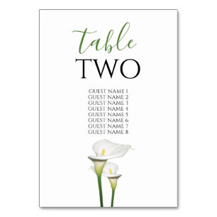 Tarjeta De Mesa Nombres de Invitados de Boda con Elegantes Lirios