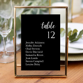 Tarjeta De Mesa Nombres de Invitados de Boda con Serif Clásico Ele
