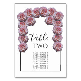 Tarjeta De Mesa Nombres de invitados de Boda de Rosas rosa ligero