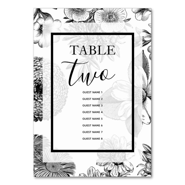 Tarjeta De Mesa Nombres de invitados de Bodas de flores de época r (Anverso)