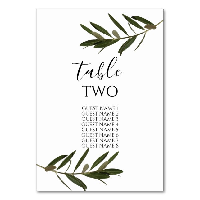 Tarjeta De Mesa Nombres de invitados de Bodas de vegetación de hoj (Anverso)