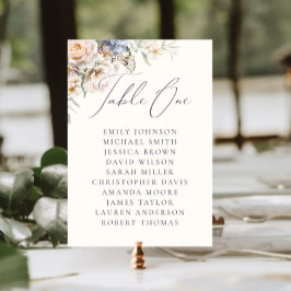 Tarjeta De Mesa Nombres de invitados de la mesa uno en crema flora