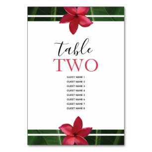 Tarjeta De Mesa Nombres de invitados de la Plumeria Roja Frangipan