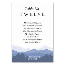 Tarjeta De Mesa Nombres de invitados de las montañas azules de acu
