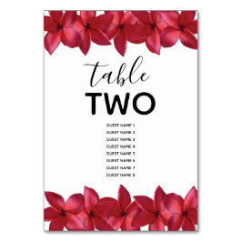 Tarjeta De Mesa Nombres de invitados de Red Plumeria Frangipani Bo