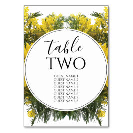 Tarjeta De Mesa Nombres de invitados de Rustic Wattle Acacia Boda