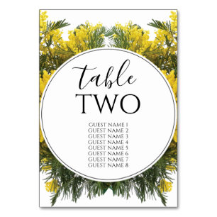 Tarjeta De Mesa Nombres de invitados de Rustic Wattle Acacia Boda