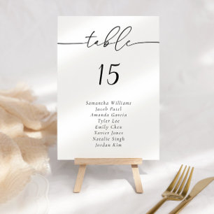 Tarjeta De Mesa Nombres de invitados de tabla de caligrafía elegan