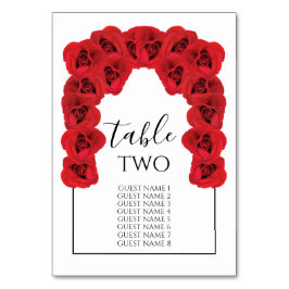 Tarjeta De Mesa Nombres de invitados del Boda Roses Rojos