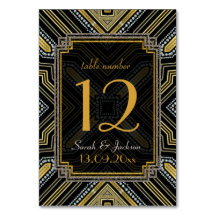 Nombres de invitados negros de oro Art Deco