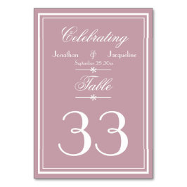 Tarjeta De Mesa Nombres Elegantes de Bodas en Rosa Polvoriento con