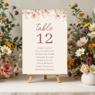 Tarjeta De Mesa Nombres Florales para Desayuno Nupcial
