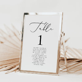 Tarjeta De Mesa Nombres modernos de Bodas de caligrafía Minimalist