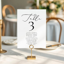 Tarjeta De Mesa Nombres modernos de Bodas de caligrafía Minimalist