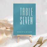 Tarjeta De Mesa Nombres personalizados retro simples Boda azul Ver<br><div class="desc">Nombres personalizados retro simples Boda número de tabla azul Verde azulado</div>