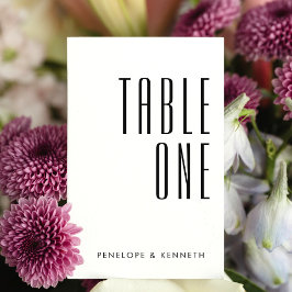 Tarjeta De Mesa Nombres personalizados retro simples Boda blanco s