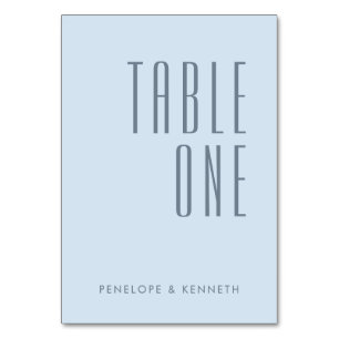 Tarjeta De Mesa Nombres personalizados simples retro boda azul sua