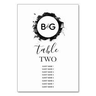 Tarjeta De Mesa Nombres simples de invitados de Boda blanco negro