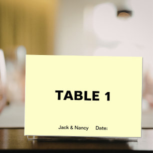 Tarjeta De Mesa Nombres y fecha de boda o aniversario de simplicid