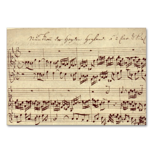 Tarjeta De Mesa Notas de música antiguas - Hoja de música Bach (Anverso)